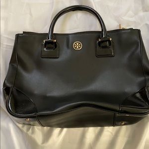 Tory Burch Robinson Double Zip Black Tote